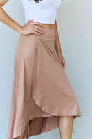 Ninexis Primum Electio High Waisted Flare Maxi Skirt in Camel