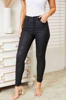 Kancan Full Size High Rise Black Coated Kotníkové úzké džíny