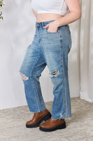 Judy Blue Full Size Distressed Raw Hem Rovné džíny
