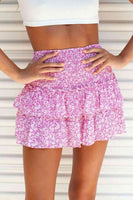 የታተመ Frill Trim Smocked Mini Skirt