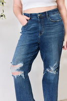 Judy Blue plné velikosti s vysokým pasem 90's Distressed rovné džíny