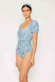 Marina West Swim Salty Air Puff Sleeve One-Piece in Blue