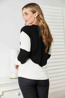 Dviejų atspalvių ažūrinis austinis megztinis su briaunomis