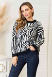 Suéter con estampado de cebra de tamaño completo Heimish