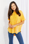 Zenana Start Small Washed Waffle Knit Top in Gelbgold
