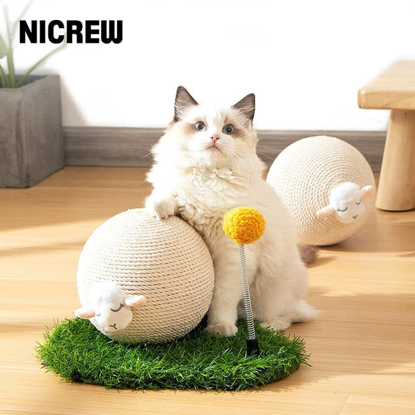 Cat Scratching Ball Toy Kitten Sisal Rope Ball Board Grinding Paws Toys Cats Scratcher Wear-resistant Vertical Pet Toys