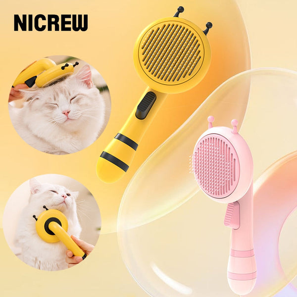 Bee Pumpkin Pet Brush Self Cleaning Slicker Brush for Shedding Dog Cat Grooming Comb Removes Loose Tangled Hair Pet Comb