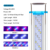Ultradünne LED-Aquarium-Beleuchtungslampe Wasserpflanzenlicht 18–75 cm, erweiterbare, wasserdichte Clip-Lampe für Aquarien, 90–260 V