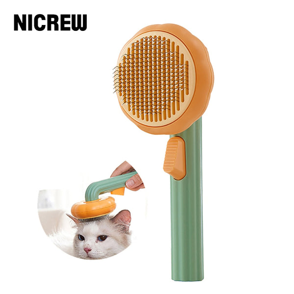 Pumpkin Pet Brush Self Cleaning Slicker Brush for Shedding Dog Cat Grooming Comb Removes Loose Under Layers Tangled Hair