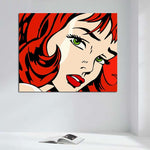 Lichtenstein Red Hair Beauty FRAME AVAILABLE HQ Canvas Painting Decorative