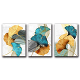 Blue Green Yellow Gold Plant Leaf Abstract HQ Canvas Print