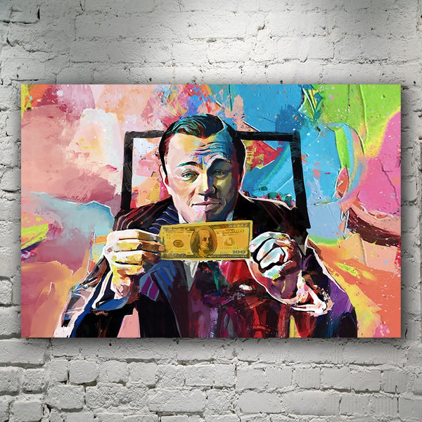Kids Room Di Caprio Wolf Of Wall Street Money Art HQ Canvas Print Painting