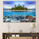 3 Pieces Underwater Sea Fish Turtle Reefs HQ Canvas print WITH FRAME