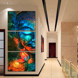 3 Panel Buddha blue HQ Obraz na plátně s rámem
