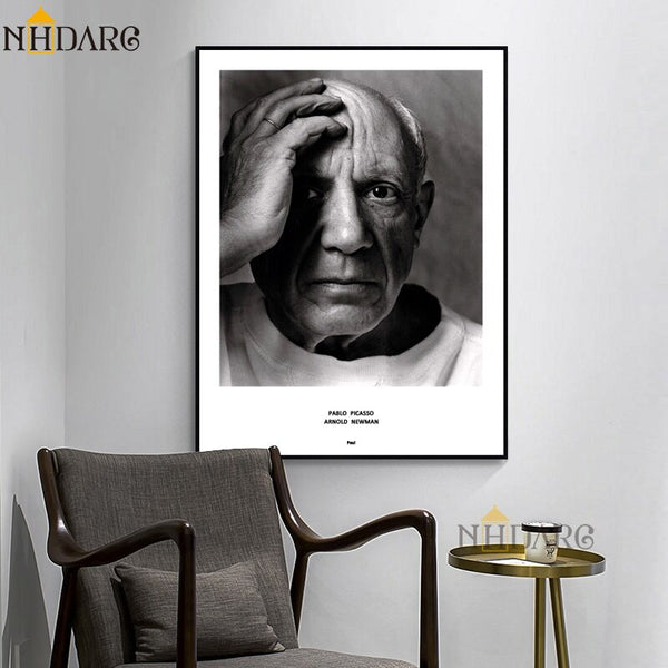 Black and White Portrait of Picasso HQ Canvas Print