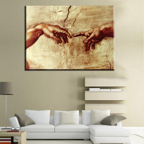 Famous Creation Of Adam By Michelangelo FRAME AVAILABLE HQ Canvas Print