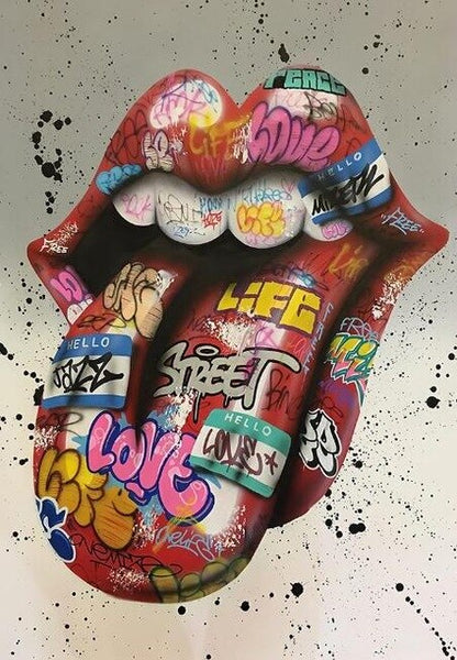 Graffiti Art Wall Paintings HQ Canvas Print Tongue Street Art Abstract