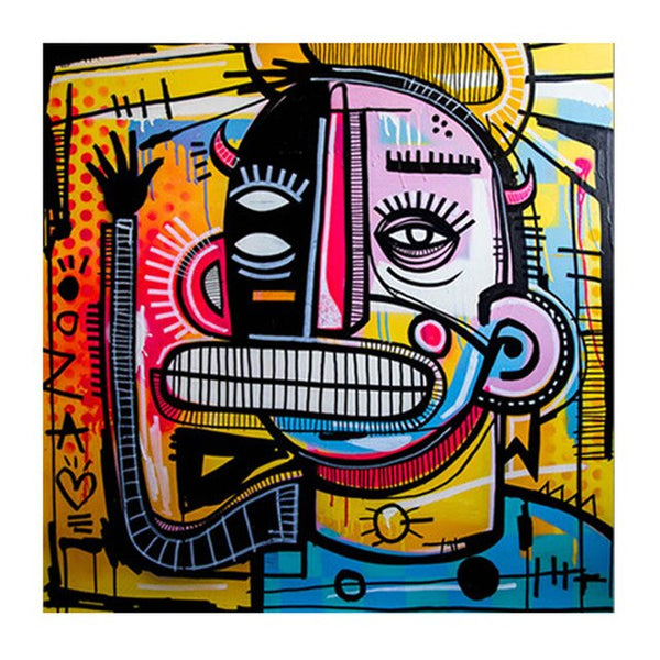 Graffiti Street Art Big Face HQ Canvas Print Wall Art