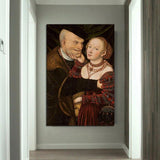 Da Vinci håndmalet gammel mand og ung kvinde Håndmalede oliemalerier Lærreds vægkunst til boliger