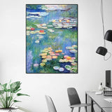 Ručne maľovaný slávny Monet olejomaľba Lekno plátno Moderné domáce nástenné dekoratívne maľby