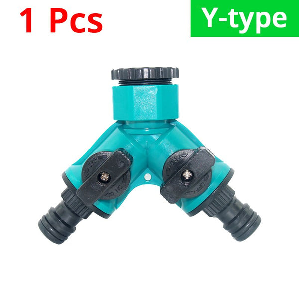 Y Type Tap Connectors with Quick Adapter 1/2 and 3/4 inch Water Inlet Garden Hose Splitter Y-Type Watering Connector Distributor