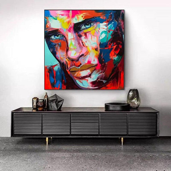 Face Oil Painting Hand Painted Francoise Nielly Style Portrait Canvas Painting Art Home Office Club Bar Mural Poster