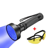 UV Flashlight Pet Urine Detector 100 LEDs UV Flashlight with Sunglasses Professional Detector for Dogs Pets Urine Stains