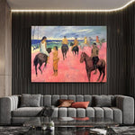 Paul Gauguin Hand Painted Oil Painting Horseman on the Beach Abstract Nordic Classic Retro Room Decor