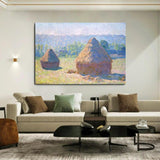 Ručne maľované Claude Monet Slamené Ricks Koniec leta Giverny Impression Slávna krajina Olejomaľba Art Room