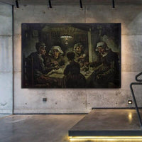 손으로 그린 ​​반 고흐 유명한 유화 감자 먹는 사람 캔버스 벽 예술 장식