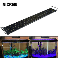 Làmpada d'il·luminació LED d'aquari Llum de dipòsit de peixos amb suport extensible 90 blancs 18 LED blaus Apte per a aquaris de 75-150 cm