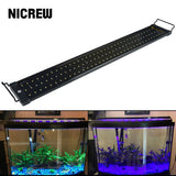 Lâmpada de iluminação LED para aquário, luz de tanque de peixes com suporte extensível 90 branco 18 LEDs azuis para aquário de 75-150 cm