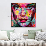 Hand Painted Palette knife painting portrait Francoise Nielly Style Face On Canvas Abstract Colourful Wall Art