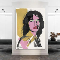 Handmålade Retro Andy Warhol Canvas Oljemålningar Mick Jagger Porträtt