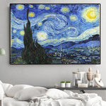 Art mural de paysage de ciel étoilé avec impression de Van Gogh peint à la main