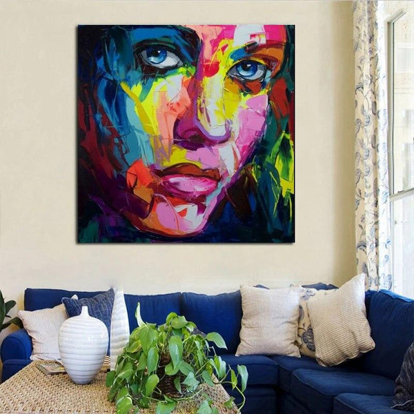 Hand Painted Francoise Nielly Palette Knife portrait Face Oil Painting Wall Arts Mural