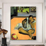 Paul Gauguin Hand Painted Oil Painting Sullen or silent Figure Classic Retro Abstract Aisle Decor