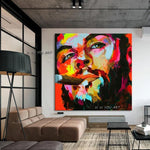 Abstract Francoise Nielly Style Style Wall Art Portrait Palette Knife Face Painting Figura pe pânză