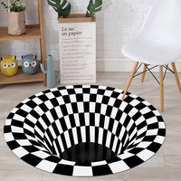 80cm Diameter Round Rug 3D Vortex Visual Illusion Carpet Living Room Rugs Bedroom Round Carpet Non-slip Doormat Blanket