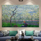 Ročno poslikan vtis Clauda Moneta, sadovnjak spomladi 1886, krajinska umetnost, oljna slika, platno, sobe