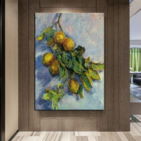 Hand Painted Monet Impression Branch of Lemons 1884 Abstract Art Oil Paintings Decoration