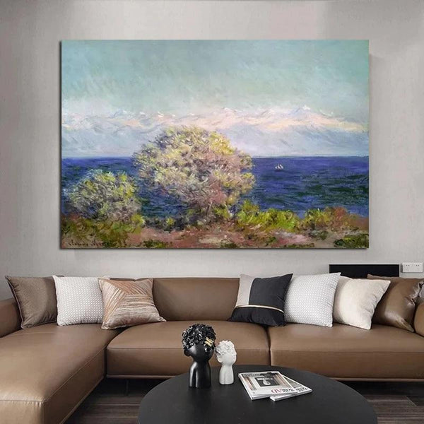 Hand Painted Claude Monet At Cap d Antibes Mistral Wind Impression Seascape Art Oil Paintings