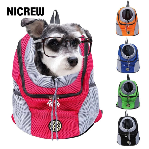 Portable Dog Carrier Bag Double Shoulder Travel Backpack Outdoor Fashion Cat Puppy Front Bag Mesh Backpack Pet Supplies
