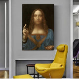 Toile d'art mural Salvator Mundi peinte à la main, peintures à l'huile, toile célèbre de Leonardo Da Vinci