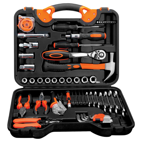 55pcs Multifunction Hand Tools Set Car Repair Tool Kit Ratchet Torque Socket Wrench Spanners Screwdriver Pliers Hammer with Box
