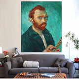 Tes Painted Van Gogh Tus Kheej Portrait Impression Character Wall Art