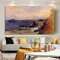 Hand Painted Oil Painting Paul Gauguin Sea Rock Nordic Landscape Abstract Retro