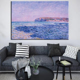 Art de paret de paisatge abstracte modern pintat a mà Famoses ombres de Monet al mar a la pintura de Pourville Decoració d'habitació nòrdica