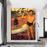 Hand Painted Paul Gauguin Oil Painting Axe Man Retro Classic Abstracts Aisle Decor