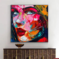 Nielly Francoise Art Hand Painted People Face Oil Painting on Canvas for Wall Decor Abstract Cultrum Figura Face Posters